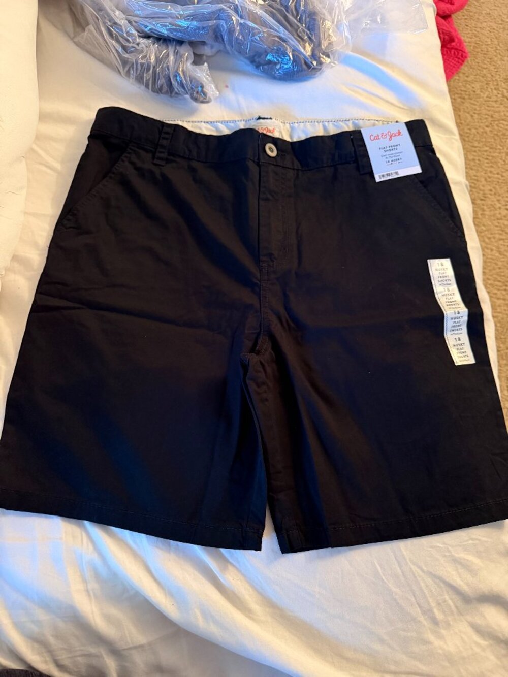 Cat & Jack Boys Flat Front Shorts Black Size 18 Husky New with Tags